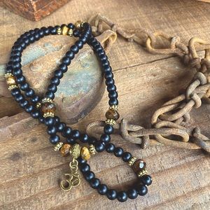 🆕🆕🆕✨MATTE BLACK AGATE+TIGER EYE 108 BEAD MALA